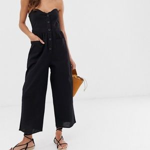 ASOS black strapless jumpsuit with pockets 14 plus